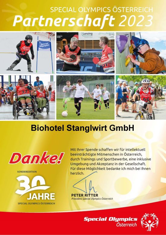 Special Olympics Urkunde 2016